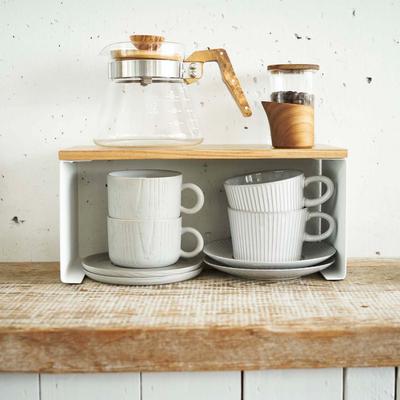 Yamazaki Tosca Wood Top Stackable Kitchen Rack - White