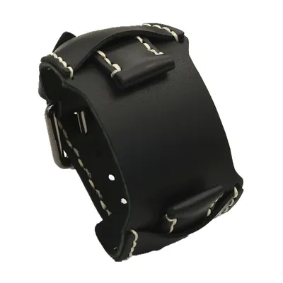 Punk schwarz braun grün echtes Leder Uhren armband 24mm hand gefertigte genähte Armband Nadel gürtel Herren uhr Zubehör Image