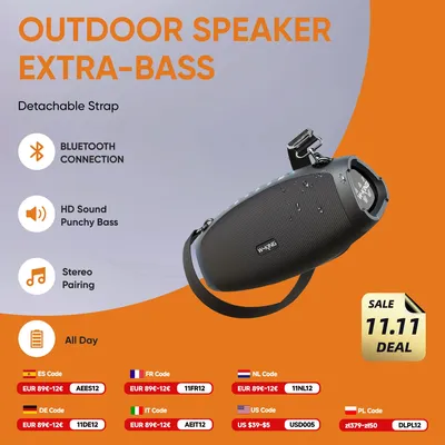 W-KING 70W Waterproof Portable Loud Bluetooth Speaker, Wireless Outdoor Boombox SubwooferTriple