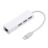 QDJZ Portable USB/Type-C 3 USB2.0 Port Hub RJ45 Lan Network Card Ethernet Adapter