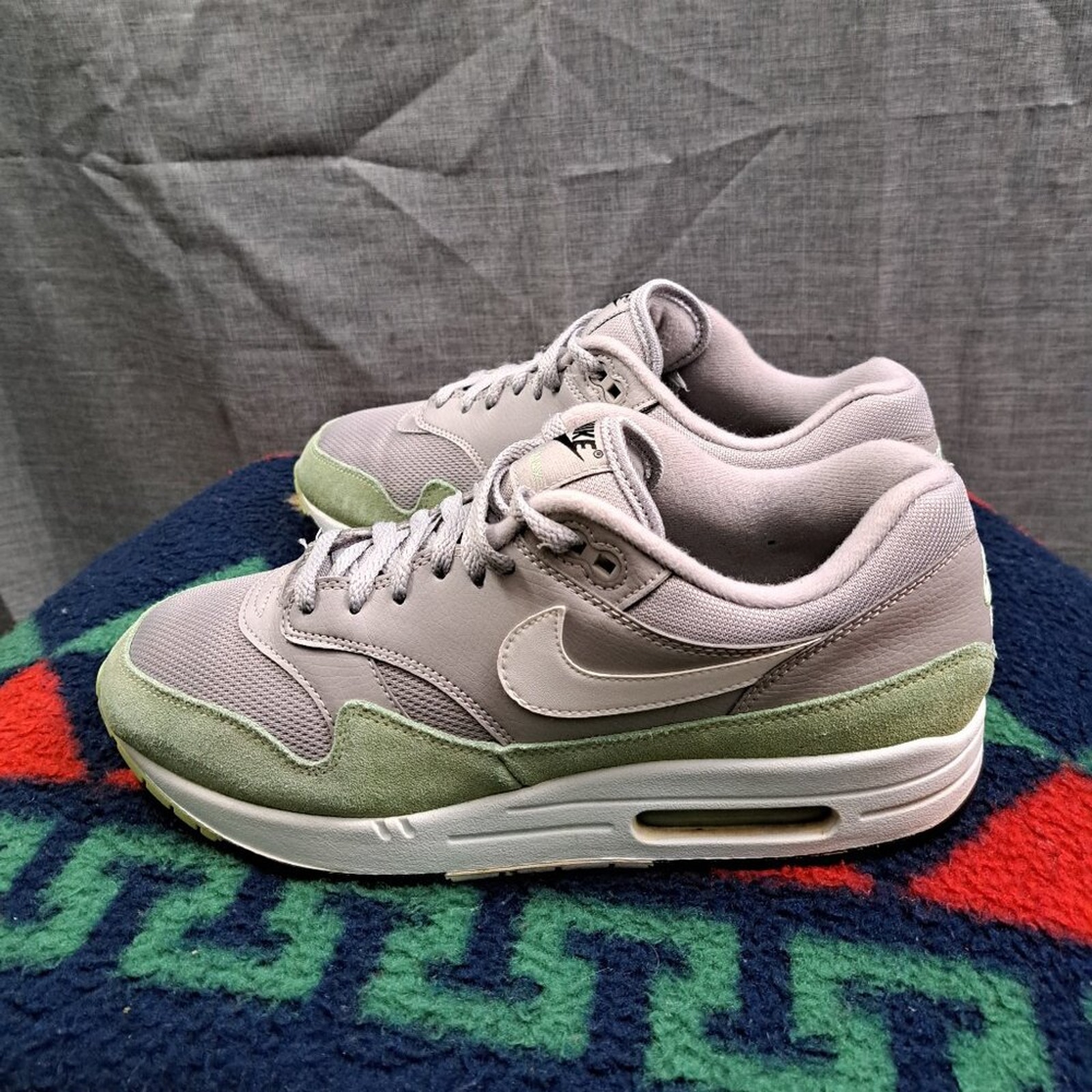 Nike Shoes | %Size 10.5 Nike Air Max 1 Men Atmosphere Grey White Fresh Mint Black / A 28 | Color: Gray/Green | Size: 10.5