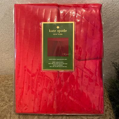 Kate Spade Kitchen | Kate Spade9 Piece Tablecloth & Napkins Nib | Color: Red | Size: Os
