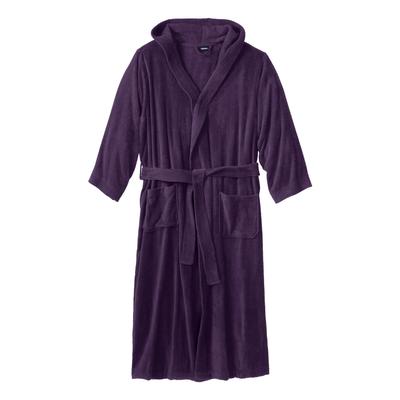 Men's Big & Tall Terry Velour Hooded Maxi Robe by KingSize in Blackberry (Size 8XL/9XL)