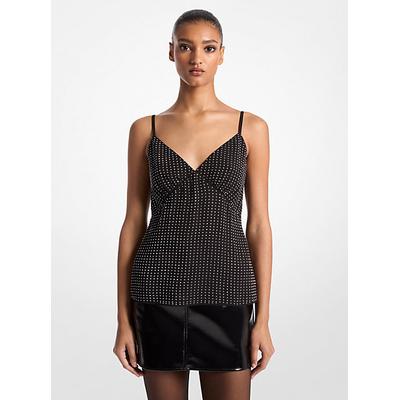 Michael Kors Rhinestone Georgette Camisole Tank Top Black M