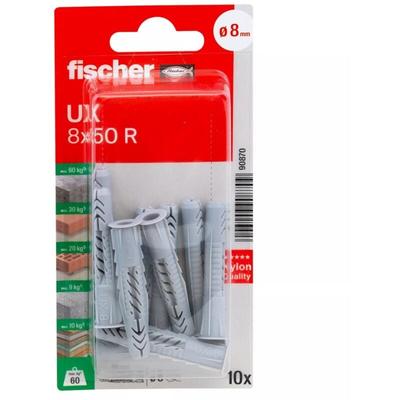 Fischer - 090870 Universaldübel ux 8 x 50 r mit Rand, 10 Stk Image