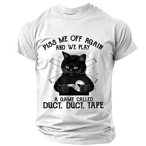 Herren Lustiges Katzen T-Shirt - 'Mach mich wieder wütend Klebeband Klebeband Klebeband' Wortwitz Grafik Tee Image