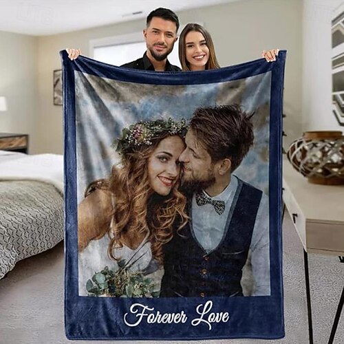Angepasste Decke Personalisierte Geschenke 1 Foto Personalisierte Paargeschenke Anpassbare Bilddecke Ich liebe dich Geschenke Geburtstagsgeschenk für Frau Ehemann Freundin Freund Haustiere Image
