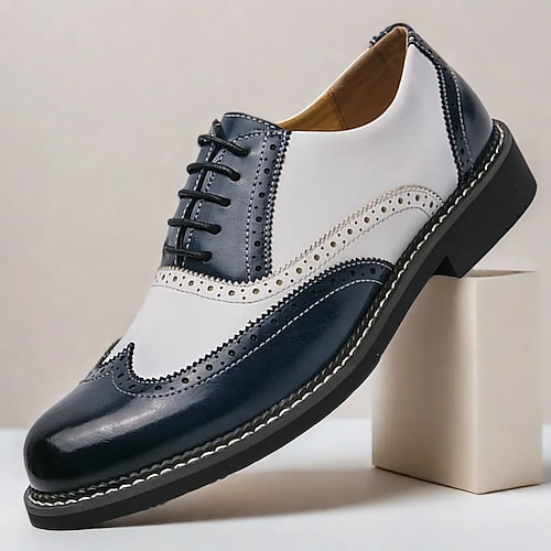 Zweifarbige Oxford-Schuhe im Gatsby-Stil aus Kunstleder für Herren – Brogue-Zuschauerschuhe im Vintage-Stil der 1920er Jahre für Hochzeiten, Abschlussbälle, Swing-Tänze und Partys im Stil der Goldenen Zwanziger Image