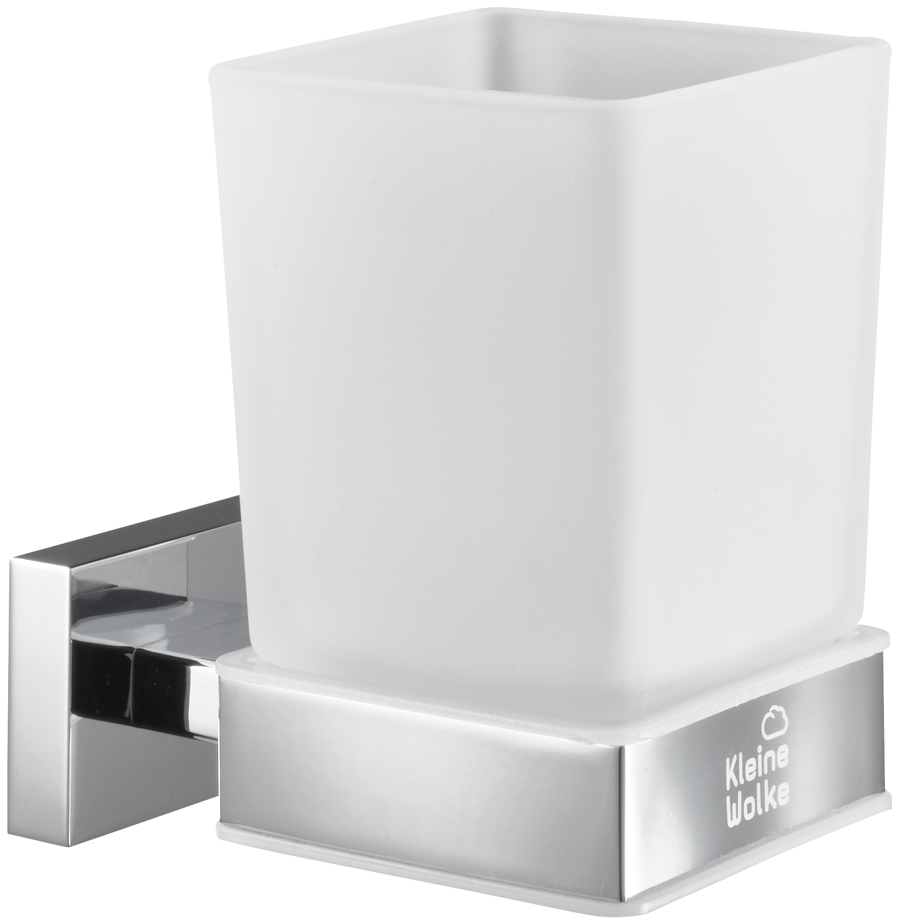 Zahnputzbecher KLEINE WOLKE "Meo", silber (transparent, aluminiumfarben), B:6cm H:9,6cm L:9,5cm, Edelstahl, Glas, Zahnputzbecher, Glas/Edelstahl