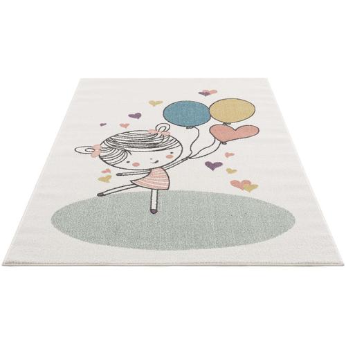 Kinderteppich CARPET CITY ""Anime9393"" Teppiche Gr. B: 160cm, 11mm, L: 230cm, beige (creme) Kinder Spielteppich Spielteppich, Mädchen, Herzen, Ballon, Weicher Flor, Pflegeleicht