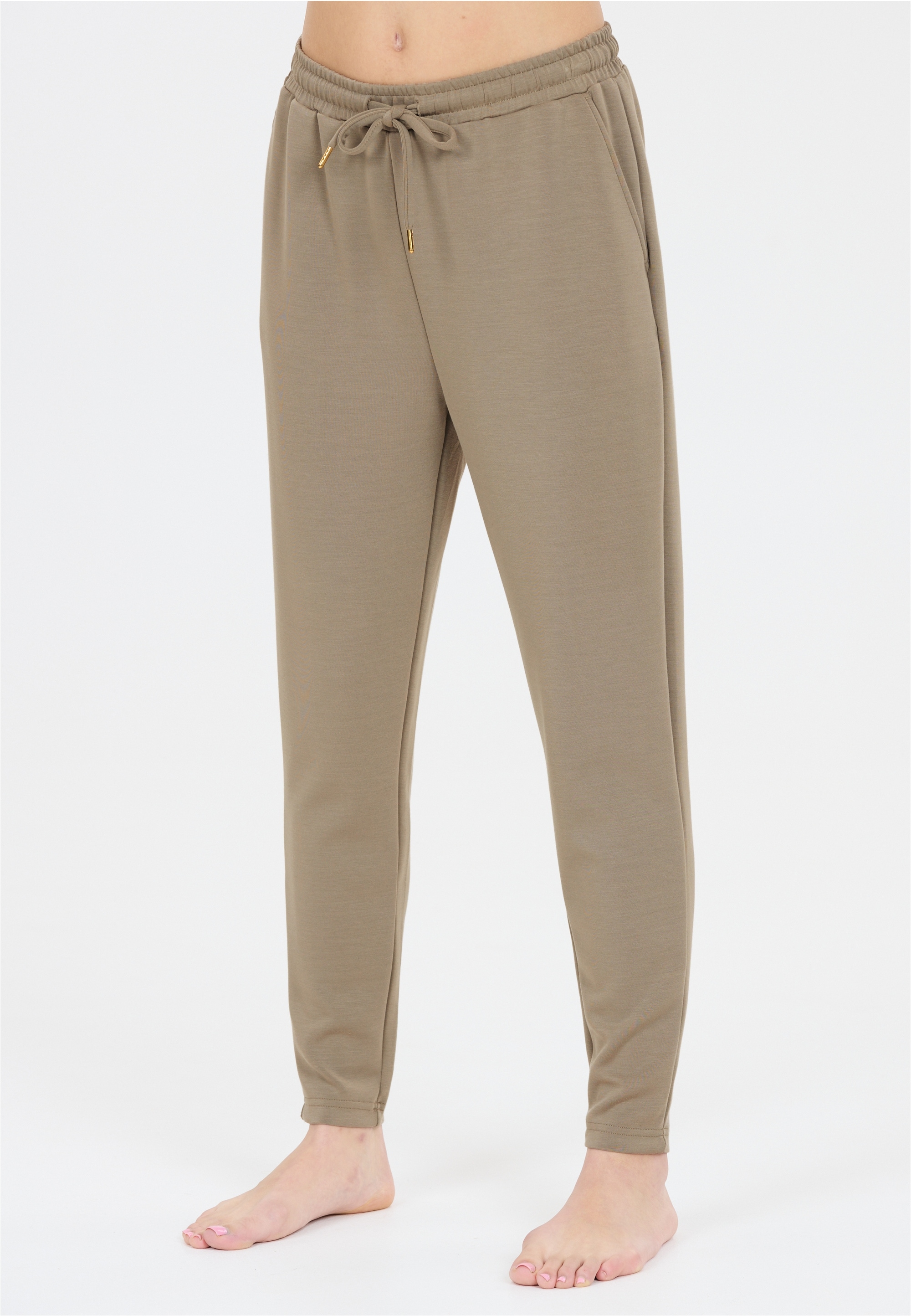 Sweathose ATHLECIA "Jacey", Damen, Gr. 40, EURO-Größen, beige, 51% Polyester, 44% Modal, 5% Elasthan, unifarben, lang, Hosen Sweathose, aus weichem Modalmix