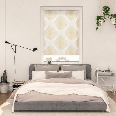Seitenzugrollo LICHTBLICK ORIGINAL "Rollo Klemmfix, ohne Bohren, blickdicht, Stripy Boho Drop India", beige (beige, weiß), B:80cm H:150cm, Polyester, Rollos Image