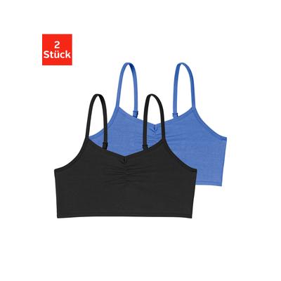Bustier BUFFALO, Mädchen, Gr. 158/164, N-Gr, schwarz (blau, schwarz), Jersey, Obermaterial: 92% Baumwolle, 8% Elasthan (LYCRA), unifarben, Basic, körpernah, BHs, mit verstellbaren Trägern Image