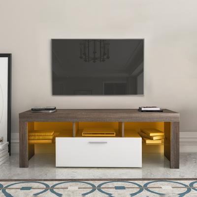 Modern TV Cabinet with LED Lights & Large Drawer