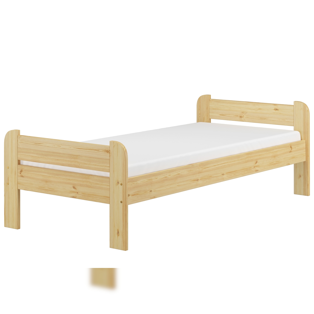 Erst-Holz Einzelbett Futonbett 90x200 Kieferbett Massivholz natur Rollrost Matratze 60.39-09 M Image
