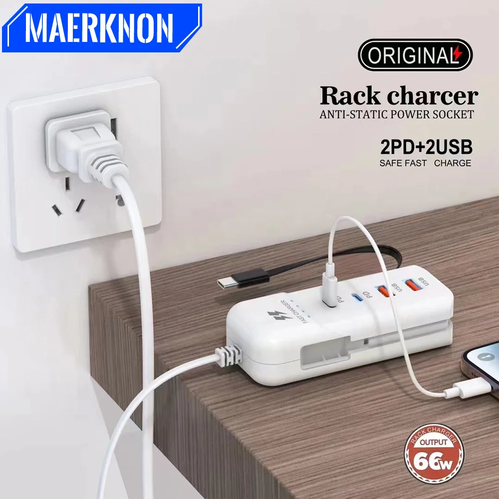 PD 66 W 4 Ports USB Typ C Ladegerät Schnelle Lade Wand Ladegeräte Für iPhone Xiaomi Samsung Handy Reise steckdose Adapter Image