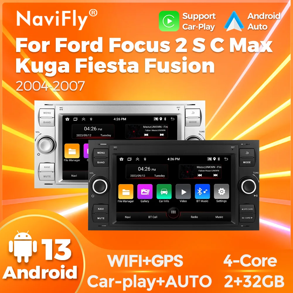Navifly android auto auto radio carplay multimedia player für ford mondeo s-max fokus C-MAX galaxie fiesta transit fusion kuga Image