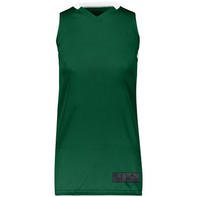 Augusta Sportswear 1732 Athletic Women's Step-Back Basketball Jersey T-Shirt in Dark Green/White size XL | Polyester