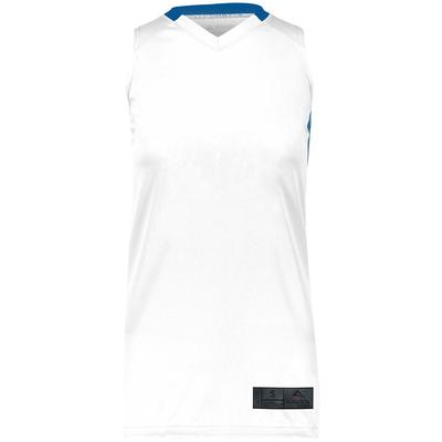 Augusta Sportswear 1732 Athletic Women's Step-Back Basketball Jersey T-Shirt in White/Royal size XL | Polyester