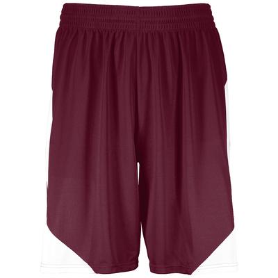 Augusta Sportswear 1734 Youth Step-Back Basketball Shorts in Maroon/White size XL | Polyester