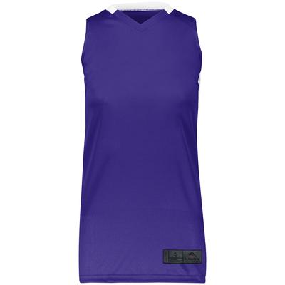 Augusta Sportswear 1732 Athletic Women's Step-Back Basketball Jersey T-Shirt in Purple/White size XS | Polyester