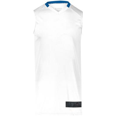 Augusta Sportswear 1730 Athletic Step-Back Basketball Jersey T-Shirt in White/Royal size 2XL | Polyester