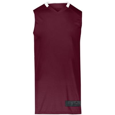Augusta Sportswear 1730 Athletic Step-Back Basketball Jersey T-Shirt in Maroon/White size 2XL | Polyester
