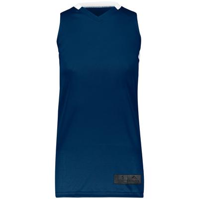 Augusta Sportswear 1732 Athletic Women's Step-Back Basketball Jersey T-Shirt in Navy Blue/White size Large | Polyester