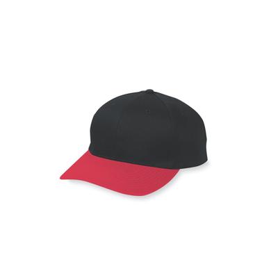 Augusta Sportswear 6206 Youth Six-Panel Cotton Twill Low-Profile Cap in Black/Red