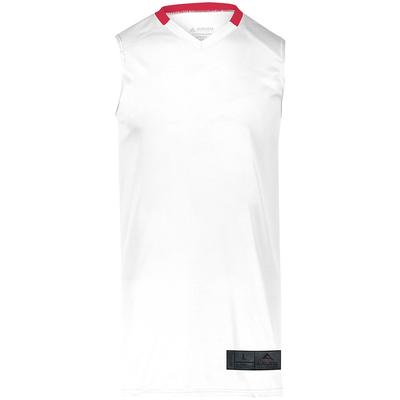 Augusta Sportswear 1730 Athletic Step-Back Basketball Jersey T-Shirt in White/Red size 3XL | Polyester