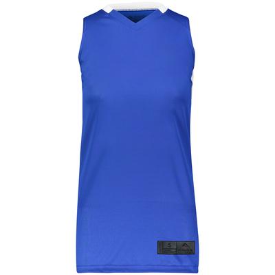 Augusta Sportswear 1732 Athletic Women's Step-Back Basketball Jersey T-Shirt in Royal/White size XL | Polyester