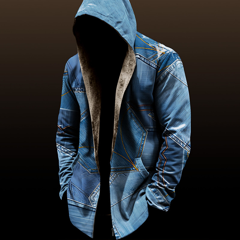 Men's Color Block Plaid / Check Winter Coat Fleece Jacket Coat Thermal Warm Vintage Daily Wear Going out Pocket Print Fall Winter Hooded Long Sleeve Black Wine Red