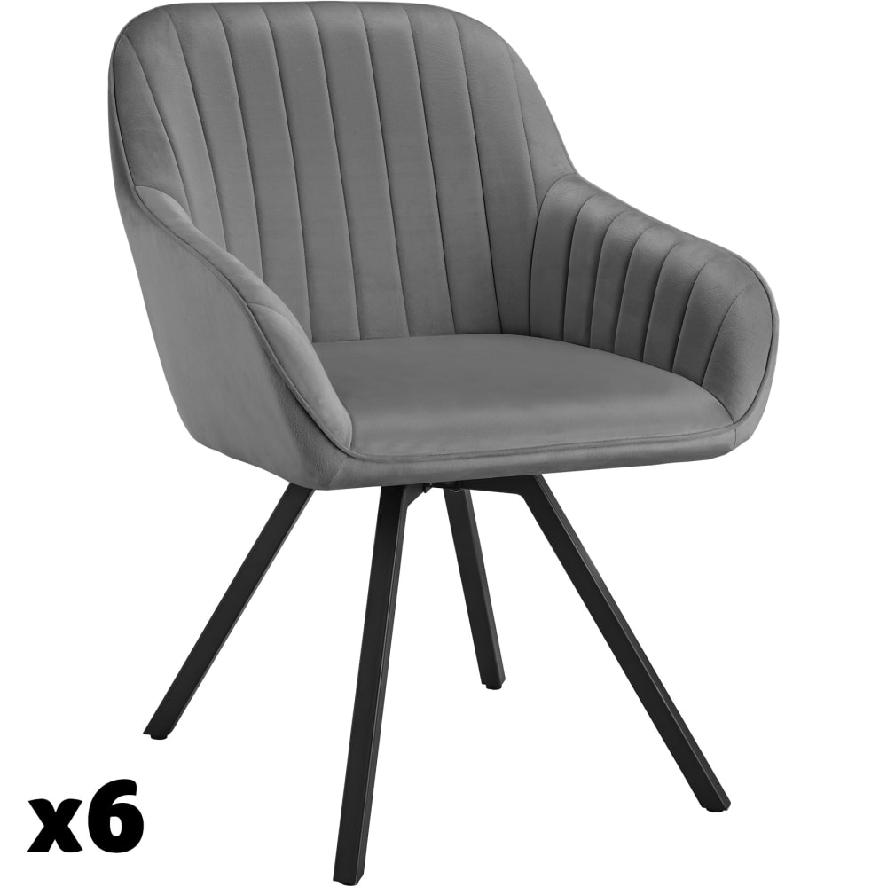 Lot 6 chaises pivotantes à 360° avec accoudoirs velours grises