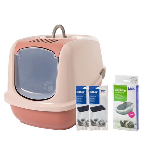 Starterset: Toilette champagner rosa/ toskana rot + 2 extra Filter + 6 Bag it up