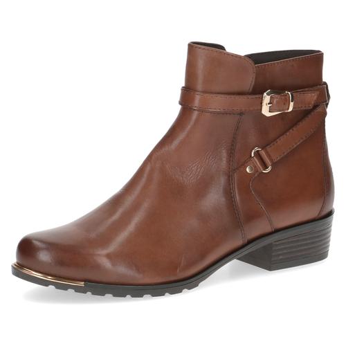 Stiefelette CAPRICE Gr. 37,5, braun (braun-cognac used) Damen Schuhe Blockabsatz, Boots mit Zierschnalle und Zierriemchen