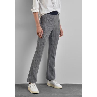 Bootcuthose STREET ONE, Damen, Gr. 44, Länge 30, blau (night sky blau), Stoff, Web, 56% Polyester, 30% Baumwolle, 11% Viskose, 3% Elasthan, gemustert, casual, skinny fit lang, Hosen, Jacquard Image