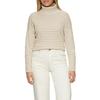Rollkragenpullover S.OLIVER, Damen, Gr. 38, beige (beige, ecru), Rippstrick, Obermaterial: 60% Baumwolle, 40% Polyacryl, geringelt, gestreift, casual, gerade hüftlang, Rundhals, Langarm, Pullover, Rippstrick, im Streifen-Design
