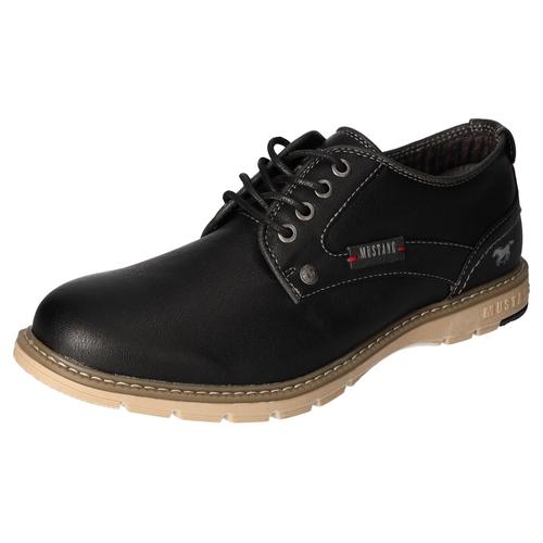 Schnürschuh MUSTANG SHOES Gr. 47, schwarz Herren Schuhe Freizeitschuh, Halbschuh, Schnürschuh mit Logoschriftzug