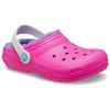 Hausschuh CROCS "Classic Lined Clog K", Kinder, Gr. 32, pink (pink, grau), Croslite, casual, Schuhe, Winterschuh, Pantoffel, Hausschuh mit schwenkbarem Fersenriemen