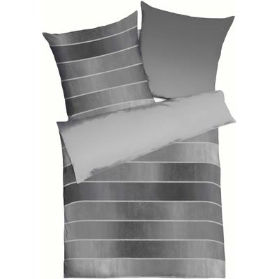 Wendebettwäsche KAEPPEL "Timeless", grau (zinn), B/L: 240cm x 220cm, 2 St., Mako-Satin, B/L: 80cm x 80cm & 80cm x 80cm, Mako-Satin, Obermaterial: 100% Baumwolle, Bettwäsche, mit breiten Streifen Image