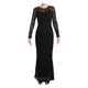 Dolce & Gabbana, Maxi Dresses, female, Black, L, Black Lace Mermaid Long Sleeves Maxi Dress