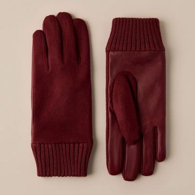 Lucky Brand Wool Leather Glove - Women's Accessories Gloves in Dark Red, Size S/M