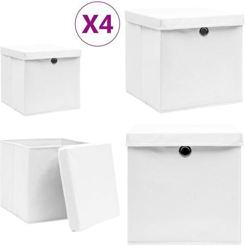 Aufbewahrungsboxen mit Deckeln 4 Stk. 28x28x28 cm Weiß - Aufbewahrungsbox - Aufbewahrungsboxen