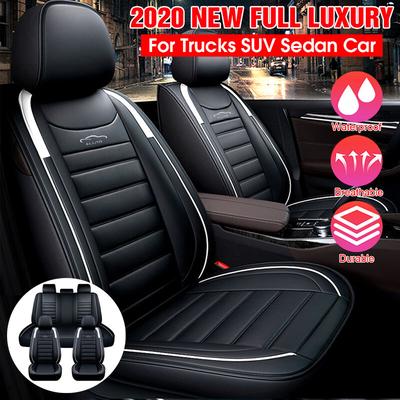 Eluto 5 Sitze Universal Autositzbezug Luxus pu Leder Sitzkissen Vollbezug (Weiß, 11 Stück) Hasaki Image