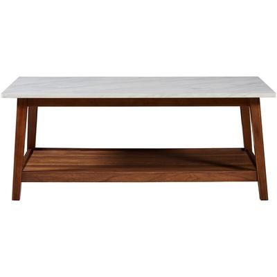 Kingston Mid-Century Modern Holz-Couchtisch Wohnzimmer VNF-00061 - Marmor/Nussbaum - Teamson Home