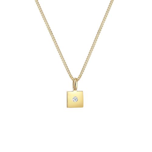 Elli DIAMONDS - Viereck Anhänger Diamant (0.015 ct) 585er Gelbgold Ketten 1 ct Damen