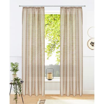 Gardine BRUNO BANANI "Linus" Gr. 4, grau (taupe), B:130cm H:245cm, Polyester, Gardinen, 1 Schal, eingewebte Querstreifen, verschiedene Größen Image