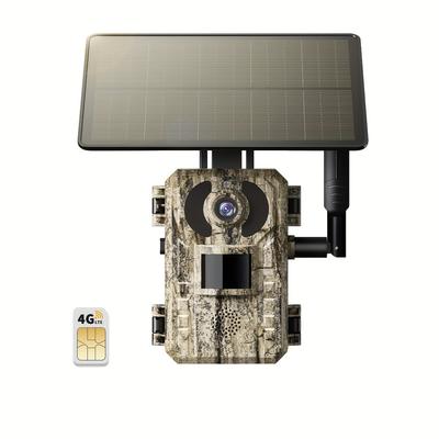 TEMU 1pc/2pcs 4g Lte Trail Camera With Real-time Viewing And Hd Night Vision, Built-in , Remote , 0.2s Sports Activation Function, With Solar Panel, Used In Places No Wifi Signal