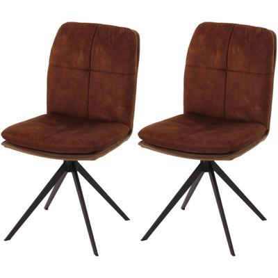 HHG - 2er-Set Esszimmerstuhl 178, Küchenstuhl Lehnstuhl, drehbar Auto-Position, Metall Stoff/Textil Image
