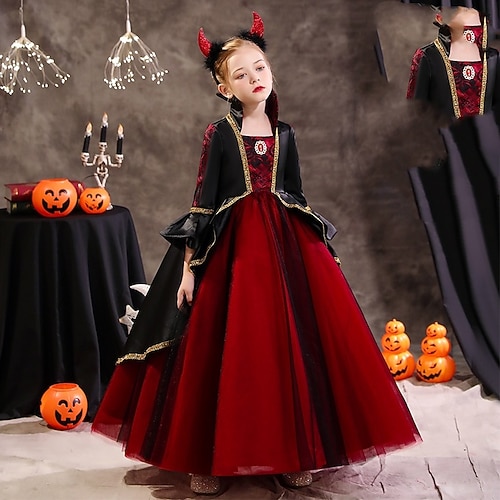 Buchwoche 2026: Mädchen-Partykleid, einfarbig, 3/4-Ärmel, für Auftritte, Partys, Prinzessinnen-Cosplay, süßes, wadenlanges Etuikleid aus Tüll, Sommer, Frühling, Herbst Image